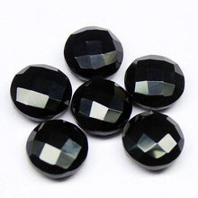 Load image into Gallery viewer, Black Spinel Faceted Round Coin Loose Gemstone Matching Pair Beads 6pc 10mm - Jalvi &amp; Co.