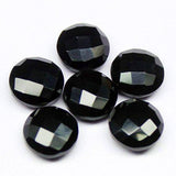 Black Spinel Faceted Round Coin Loose Gemstone Matching Pair Beads 6pc 10mm