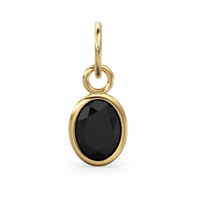 Load image into Gallery viewer, Black Spinel Oval Solid Gold Charm / Natural Spinel Gemstone Handmade Gold Pendant / 1pc 14k Solid Yellow Gold Jewelry Making FindingsSALE - Jalvi &amp; Co.