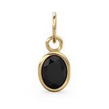 Black Spinel Oval Solid Gold Charm / Natural Spinel Gemstone Handmade Gold Pendant / 1pc 14k Solid Yellow Gold Jewelry Making FindingsSALE