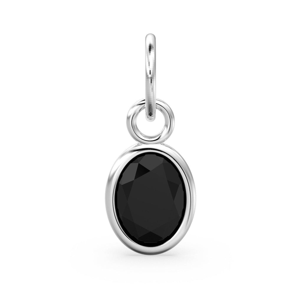 Black Spinel Oval Solid Gold Charm / Natural Spinel Gemstone Handmade Gold Pendant / 1pc 14k Solid Yellow Gold Jewelry Making FindingsSALE - Jalvi & Co.