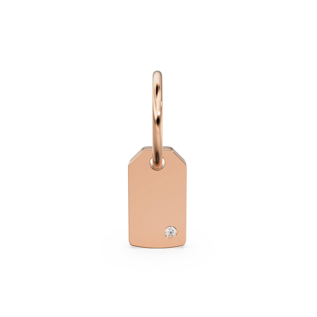 Blank Dog Tag Diamond Solid Gold Pendant / Military Diamond Gold Charm / Flush Set Security Charm / Diamond Jewelry / Diamond Gold Necklace - Jalvi & Co.