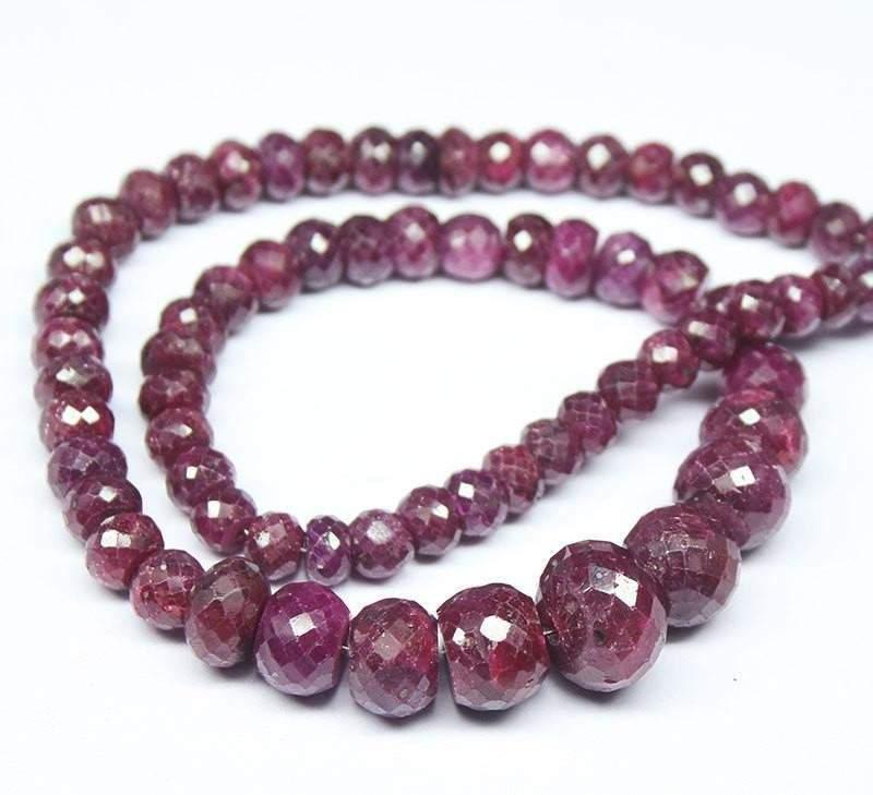 Blood Red Dyed Ruby Faceted Rondelle Loose Gemstone Beads Strand 18" 5mm 14mm - Jalvi & Co.