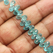 Load image into Gallery viewer, Blue Apatite Faceted Loose Gemstone Briolette Tear Drop Beads Strand 8&quot; 5mm 7mm - Jalvi &amp; Co.