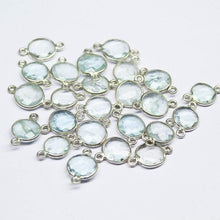 Load image into Gallery viewer, Blue Aquamarine 925 Sterling Silver Station Connector Finding 2pc 13mm 15mm - Jalvi &amp; Co.