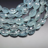 Blue Aquamarine Faceted Oval Tumble Gemstone Loose Beads Strand 8mm 10mm 4