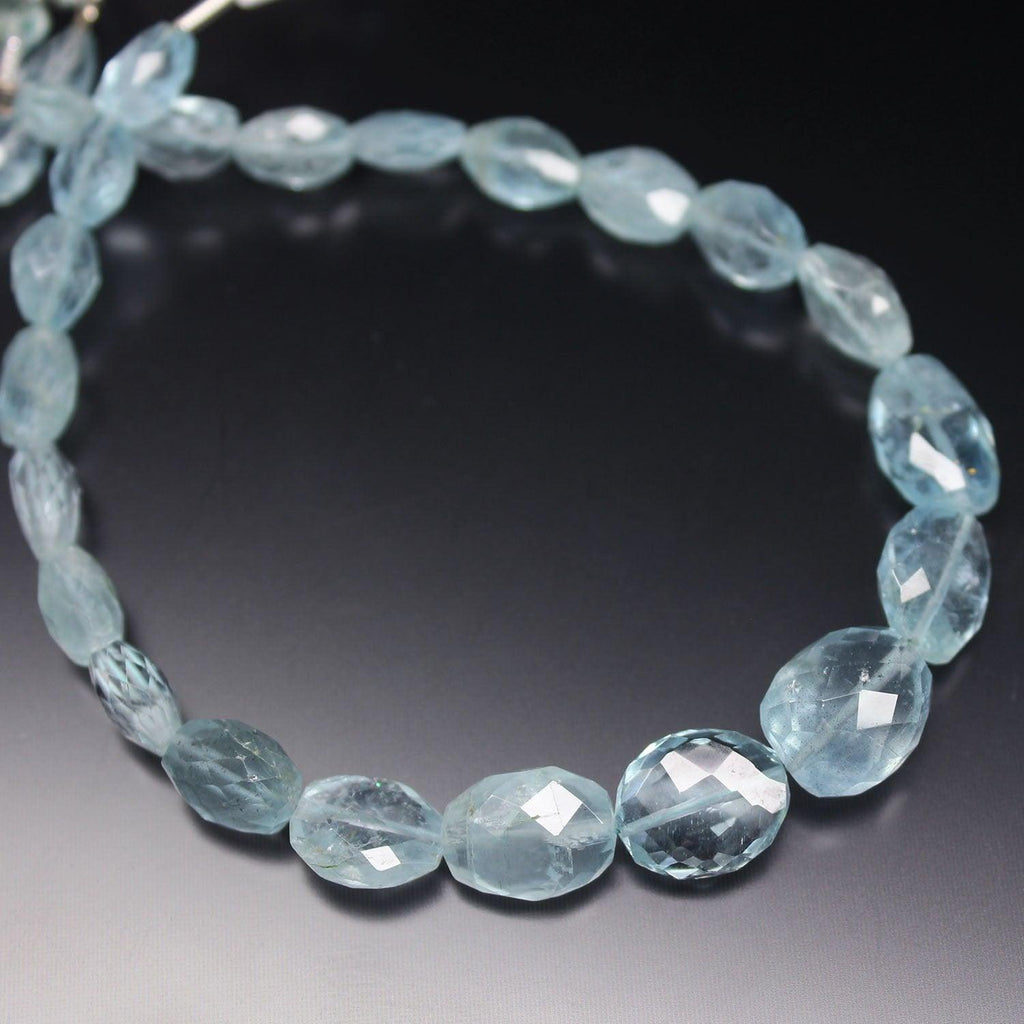 Blue Aquamarine Faceted Oval Tumble Gemstone Loose Beads Strand 8mm 13mm 4" - Jalvi & Co.