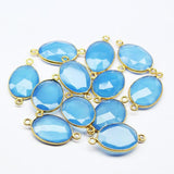 Blue Chalcedony 925 Sterling Silver Gold Vermeil Bezel Connector 2pc 23mm