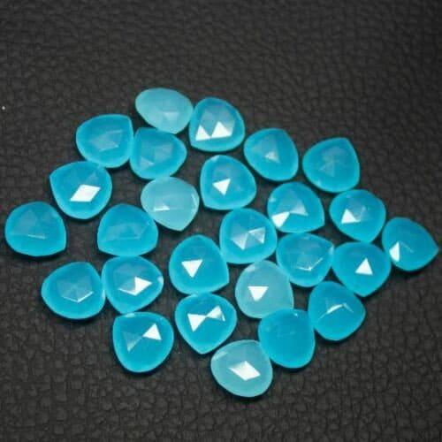 Blue Chalcedony Faceted Heart Center Drilled Gemstone Pair Loose Beads 10pc 12mm - Jalvi & Co.