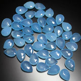 Blue Chalcedony Faceted Pear Drop Briolette Gemstone Sidr Drilled Beads 5pc 14mm