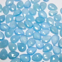 Load image into Gallery viewer, Blue Chalcedony Faceted Pear Drop Briolette Gemstone Sidr Drilled Beads 5pc 14mm - Jalvi &amp; Co.