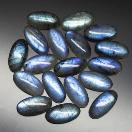 Blue Fire Labradorite Smooth Oval Cabochon Loose Gemstone 1 matching pair 18mm - Jalvi & Co.