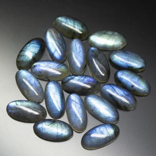 Blue Fire Labradorite Smooth Oval Cabochon Loose Gemstone 1 matching pair 18mm - Jalvi & Co.