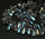 Blue Fire Labradorite Smooth Tear Drop Loose Gemstone Beads Strand 16