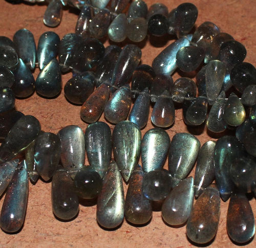 Blue Fire Labradorite Smooth Tear Drop Loose Gemstone Beads Strand 16