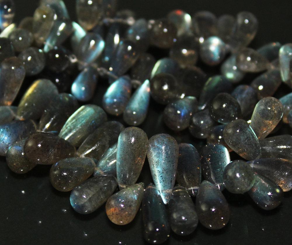 Blue Fire Labradorite Smooth Tear Drop Loose Gemstone Beads Strand 16" 10mm 18mm - Jalvi & Co.