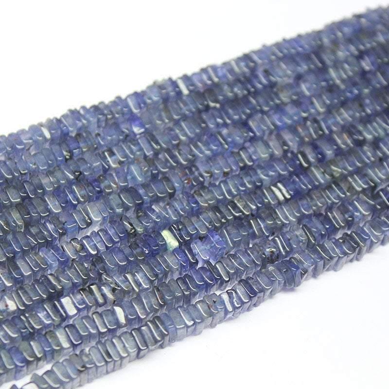 Blue Iolite Water Sapphire Heishi Square Smooth Gemstone Beads 16" 5mm 5.5mm - Jalvi & Co.