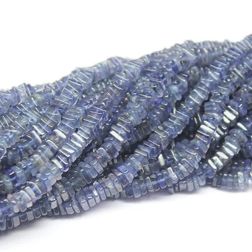 Blue Iolite Water Sapphire Heishi Square Smooth Gemstone Beads 16