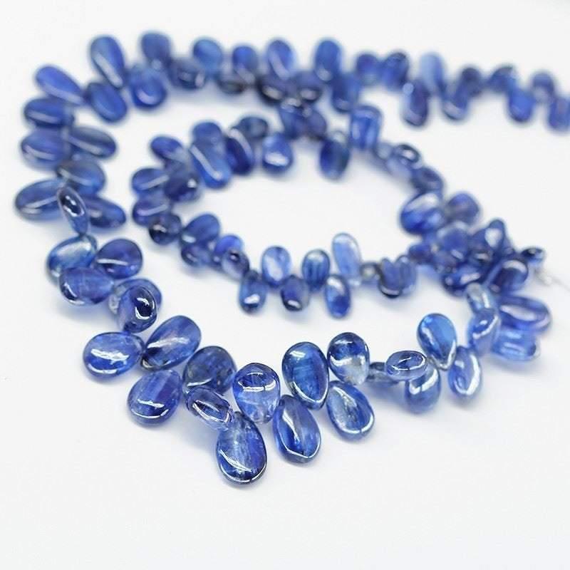 Blue Kyanite Natural Smooth Pear Drop Loose Gemstone Beads Strand 5mm 13mm 4" - Jalvi & Co.