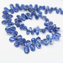 Load image into Gallery viewer, Blue Kyanite Natural Smooth Pear Drop Loose Gemstone Beads Strand 5mm 13mm 4&quot; - Jalvi &amp; Co.