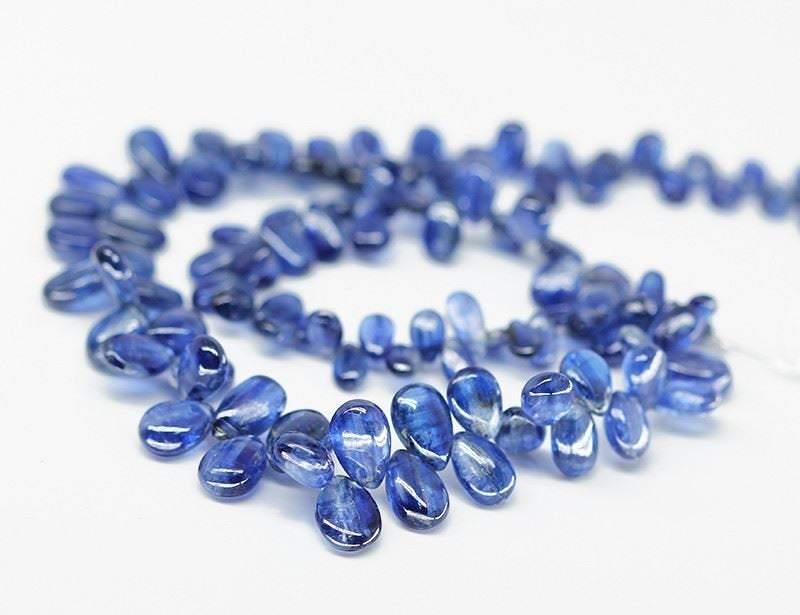 Blue Kyanite Natural Smooth Pear Drop Loose Gemstone Beads Strand 5mm 13mm 4" - Jalvi & Co.