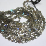 Blue Labradorite Faceted Round Coin Loose Gemstone Spacer Beads Strand 14
