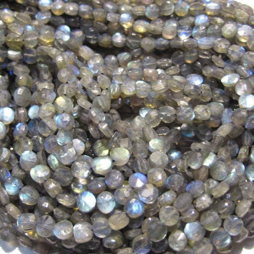 Blue Labradorite Faceted Round Coin Loose Gemstone Spacer Beads Strand 5mm 14