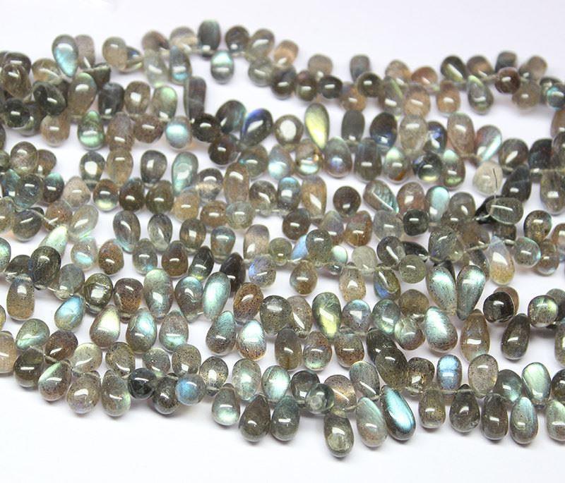 Blue Labradorite Smooth Briolette Tear Drop Gemstone Beads Strand 9" 10-17mm - Jalvi & Co.