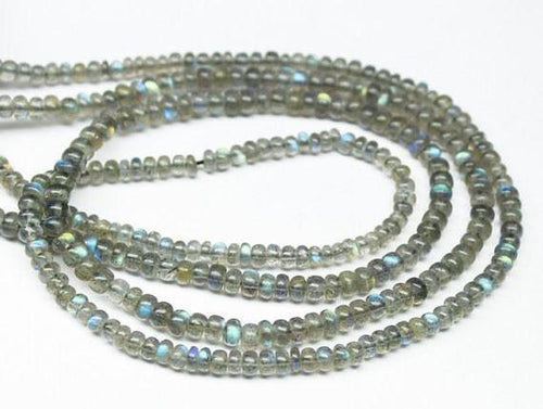 Blue Labradorite Smooth Rondelle Gemstone Bead Strand Jewelry Making 14
