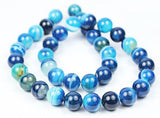 Blue Lace Agate Smooth Ball Round Finding Gemstone Loose Beads Strand 10mm 16