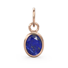 Load image into Gallery viewer, Blue Lapis Lazuli Oval Solid Gold Charm / Natural Blue Gemstone Handmade Gold Pendant / 1pc 14k Solid Yellow Gold Jewelry Making Findings - Jalvi &amp; Co.