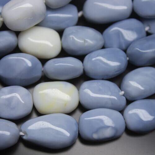 Blue Opal Smooth Tumble Nugget Gemstone Loose Spacer Beads Strand 16
