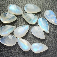 Load image into Gallery viewer, Blue Rainbow Moonstone Smooth Pear Shape Briolettes 15-16mm Size, 4 Pcs - Jalvi &amp; Co.