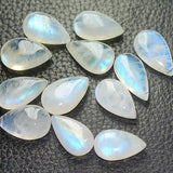 Blue Rainbow Moonstone Smooth Pear Shape Briolettes 15-16mm Size, 4 Pcs