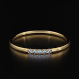 Blue Sapphire Band in 14k Gold / Round Brilliant Sapphire Ring / Gold Band White Diamond Ring / Genuine Sapphire Wedding Band