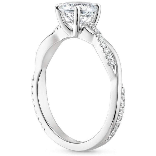 Blue Sapphire Diamond Ring 18K White Gold Petite Twisted Vine 6mm Cushion - Jalvi & Co.