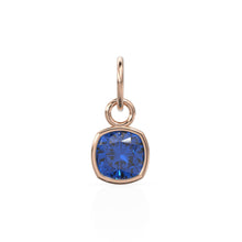 Load image into Gallery viewer, Blue Sapphire Gemstone Charms 14k Yellow Solid Gold Charm Pendant Blue Cushion Gemstone Bezel 18K Gold Jewelry Finding - Jalvi &amp; Co.