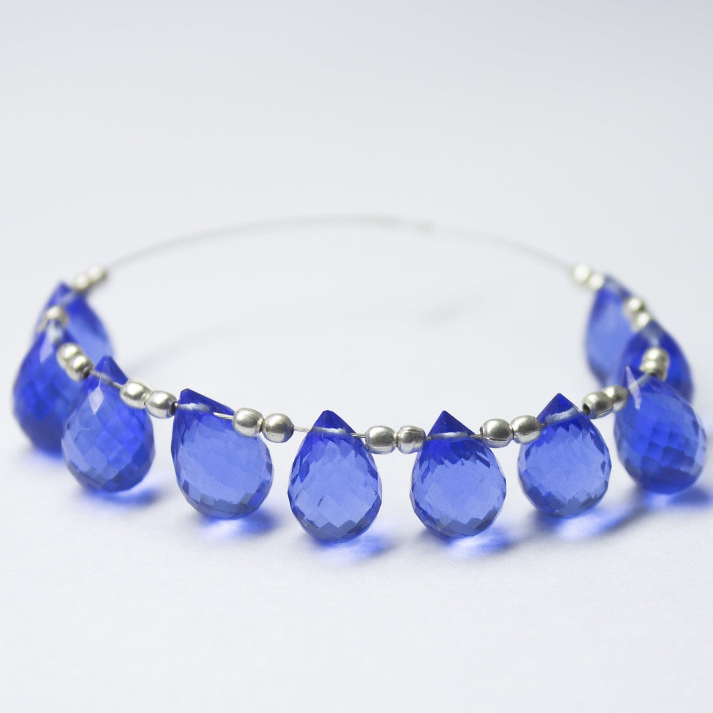 Blue Tanzanite Quartz Faceted Teardrop Beads 10mm 10pc - Jalvi & Co.