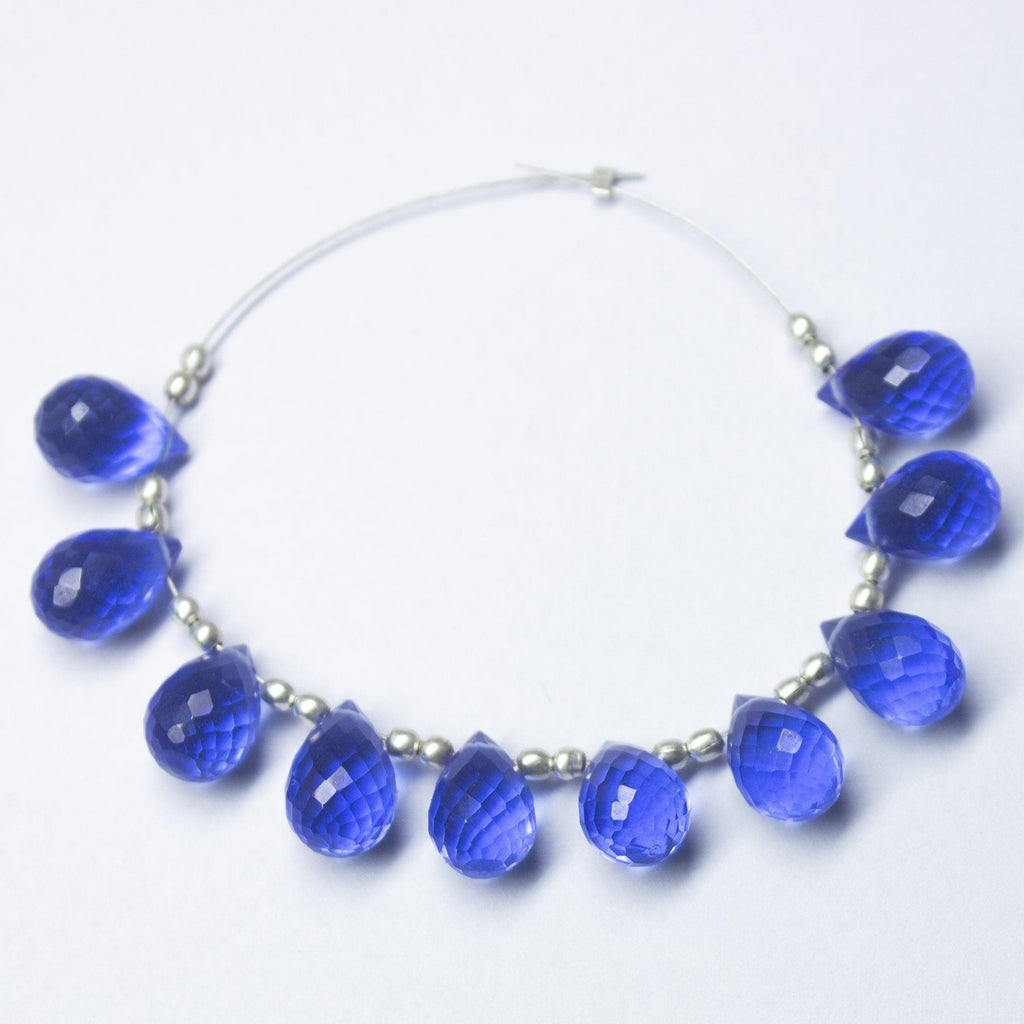 Blue Tanzanite Quartz Faceted Teardrop Beads 10mm 10pc - Jalvi & Co.