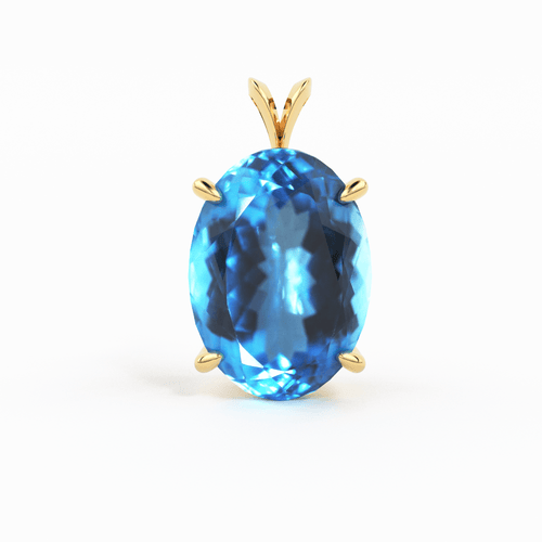 Blue Topaz 14k gold Pendant / Swiss Blue Topaz & 14k Gold Pendant / Stunning Blue Topaz / December Birthstone / Blue gemstone jewelry Gift - Jalvi & Co.