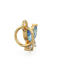 Load image into Gallery viewer, Blue Topaz Butterfly Diamond 14k 18k Solid Gold Charm Pendant, Butterfly Charm, Gold Charm, Insect Solid Gold Pendant, Nature Gold Charm - Jalvi &amp; Co.