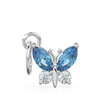 Load image into Gallery viewer, Blue Topaz Butterfly Diamond 14k 18k Solid Gold Charm Pendant, Butterfly Charm, Gold Charm, Insect Solid Gold Pendant, Nature Gold Charm - Jalvi &amp; Co.