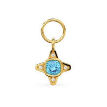 Load image into Gallery viewer, Blue Topaz Diamond Solid Gold Charm / Gemstone Gold Charm / Bezel Diamond Gold Pendant / Real Diamond Jewelry / Diamond Gold NecklaceSALE - Jalvi &amp; Co.