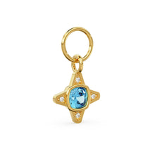 Load image into Gallery viewer, Blue Topaz Diamond Solid Gold Charm / Gemstone Gold Charm / Bezel Diamond Gold Pendant / Real Diamond Jewelry / Diamond Gold NecklaceSALE - Jalvi &amp; Co.