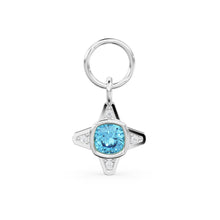 Load image into Gallery viewer, Blue Topaz Diamond Solid Gold Charm / Gemstone Gold Charm / Bezel Diamond Gold Pendant / Real Diamond Jewelry / Diamond Gold NecklaceSALE - Jalvi &amp; Co.