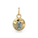 Blue Topaz Emerald 18k Gold Bauble Ball Gold Charm / Blue Gemstone Handmade Gold Pendant / 14k Gold Jewelry Making November Birthstone