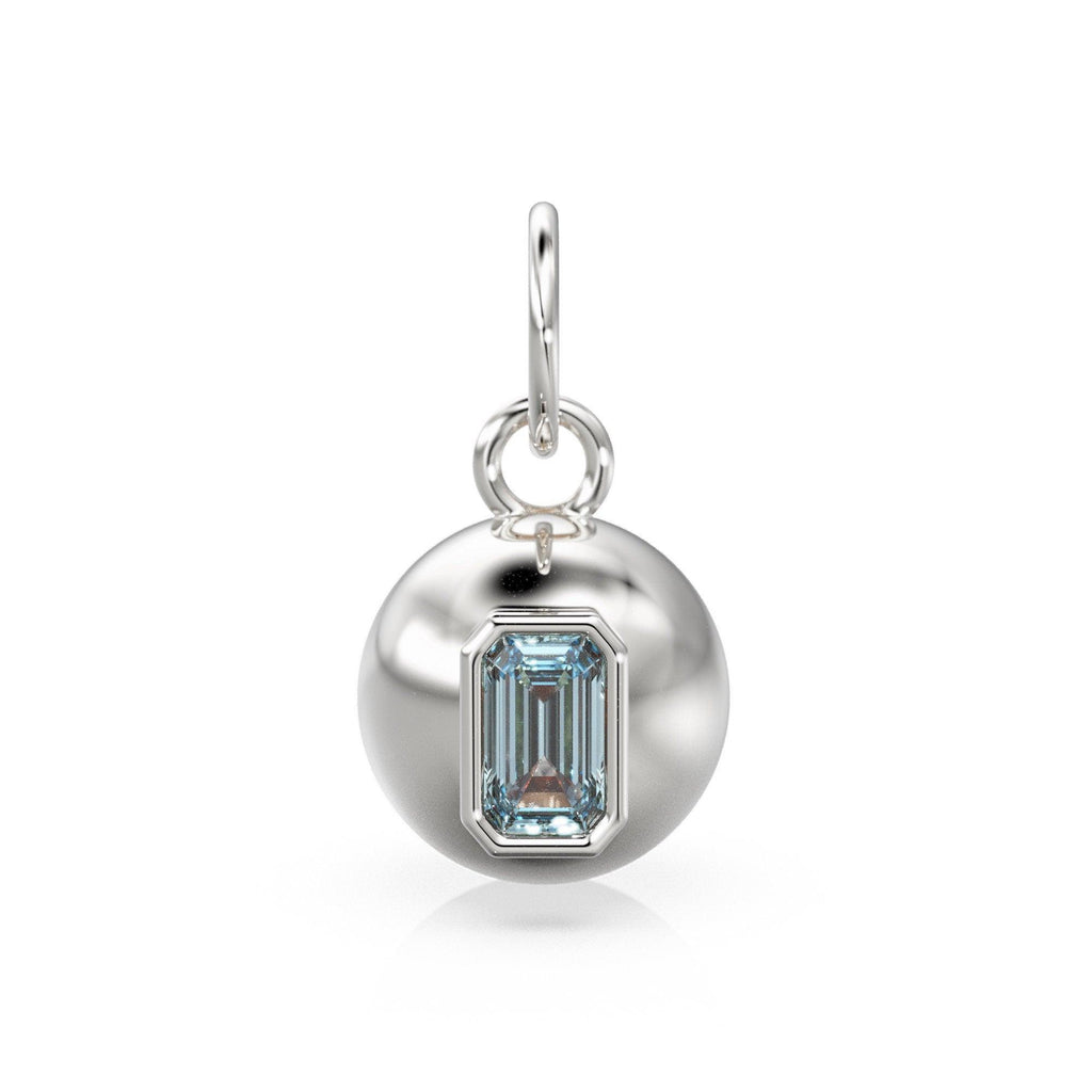 Blue Topaz Emerald 18k Gold Bauble Ball Gold Charm / Blue Gemstone Handmade Gold Pendant / 14k Gold Jewelry Making November Birthstone - Jalvi & Co.