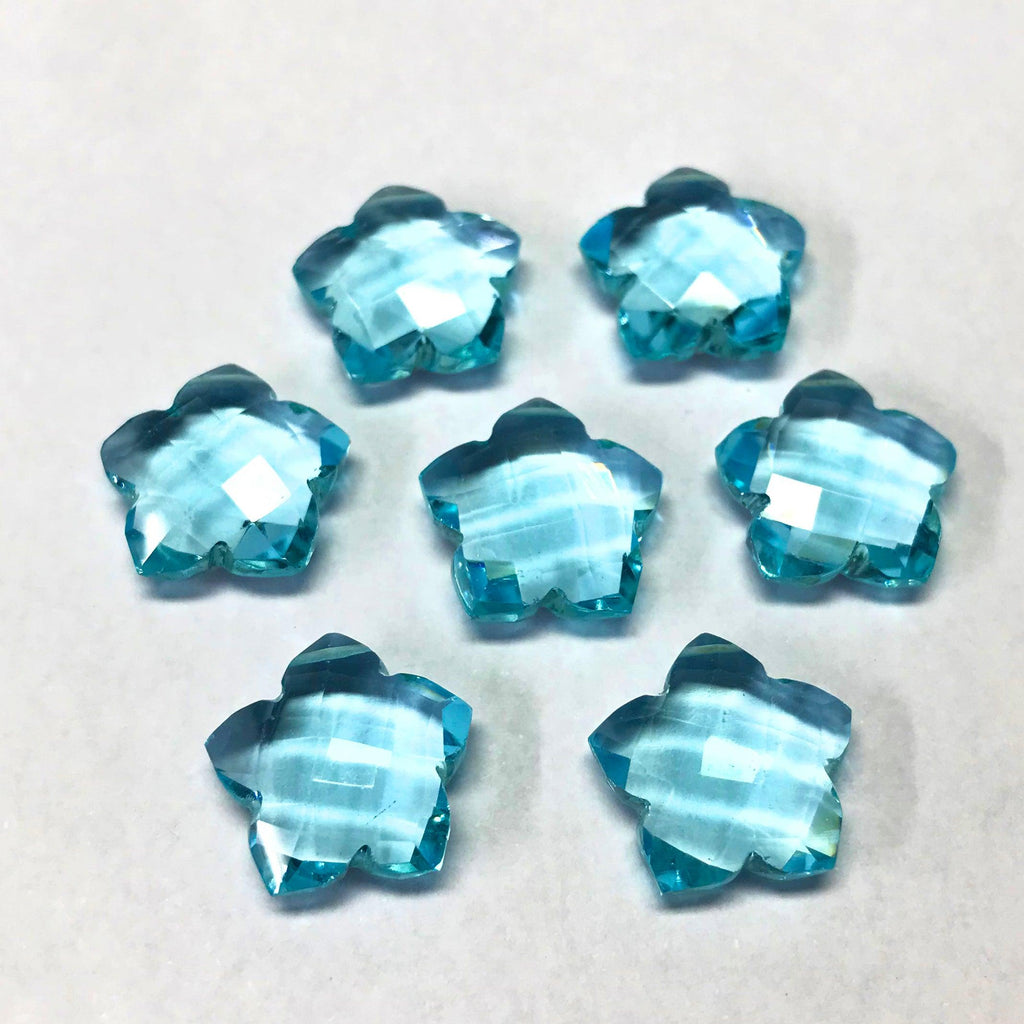 Blue Topaz Quartz Faceted Star Briolette Loose Gemstone Drop Beads 9pcs 14mm - Jalvi & Co.