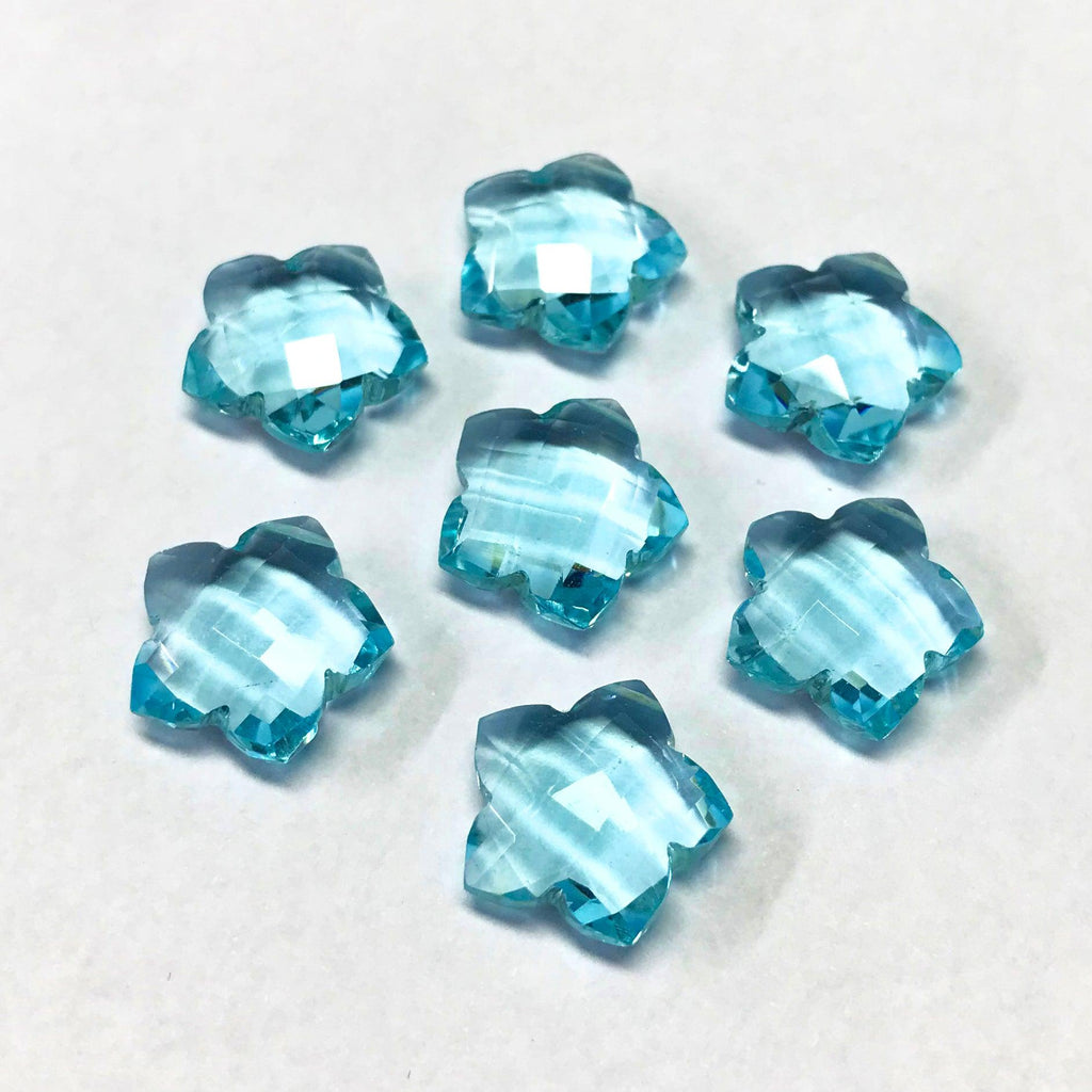 Blue Topaz Quartz Faceted Star Briolette Loose Gemstone Drop Beads 9pcs 14mm - Jalvi & Co.