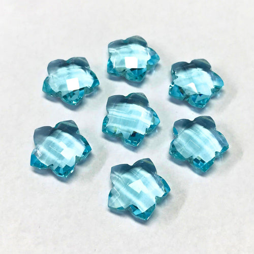 Blue Topaz Quartz Faceted Star Briolette Loose Gemstone Drop Beads 9pcs 14mm - Jalvi & Co.